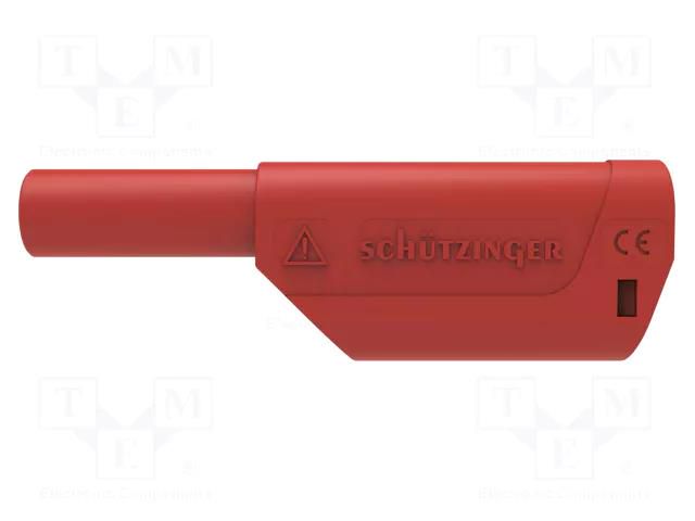 Connector: 4mm banana; plug; 32A; 1kV; red; insulated; gold-plated SCHÜTZINGER SFK8500LAUAS-RT