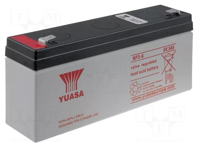 Re-battery: acid-lead; 6V; 3Ah; AGM; maintenance-free; 134x34x64mm YUASA ACCU-HP3-6/Y