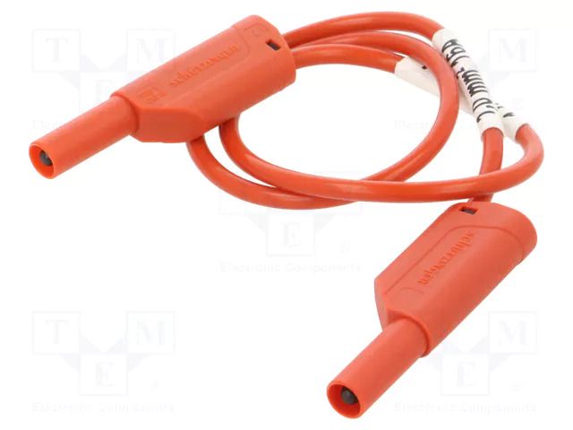Test lead; 16A; banana plug 4mm,both sides; Urated: 1kV; Len: 0.5m SCHÜTZINGER VSFK8700SIL150-RT