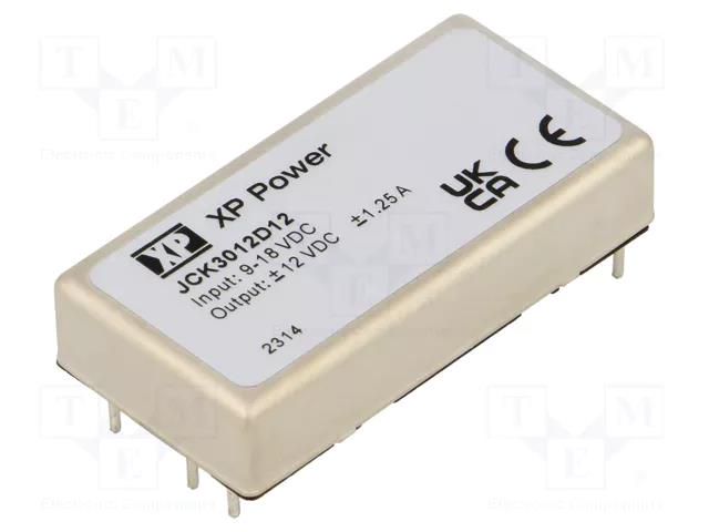Converter: DC/DC; 30W; Uin: 9÷18VDC; Uout: 12VDC; Uout2: -12VDC; THT XP POWER JCK3012D12