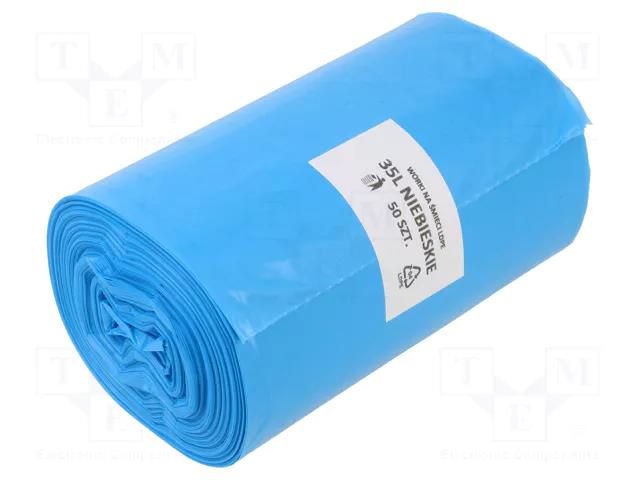 Trash bags; polyetylene LD; blue; 35l; 50pcs. PLAST PL.03-02-03619