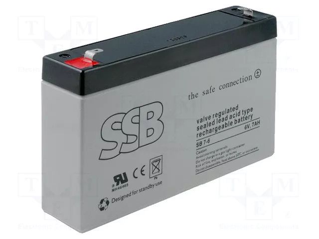 Re-battery: acid-lead; 6V; 7Ah; AGM; maintenance-free; 1.2kg SSB ACCU-HP7-6/S