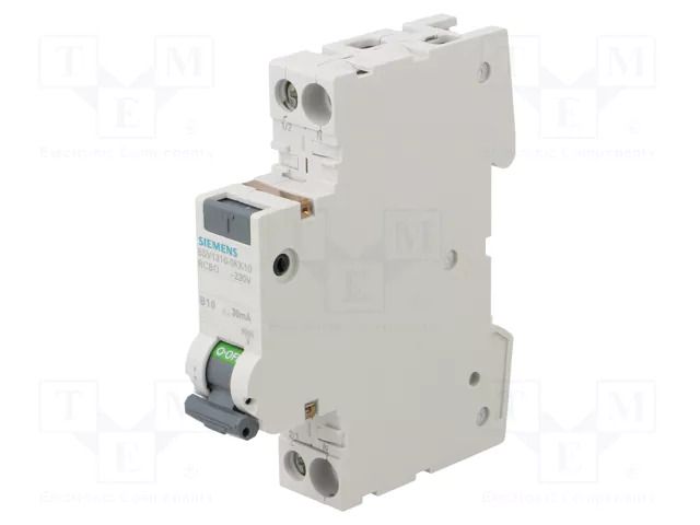 RCBO breaker; Inom: 10A; Ires: 30mA; Poles: 1+N; 230/400VAC; IP20 SIEMENS 5SV1316-0KK10