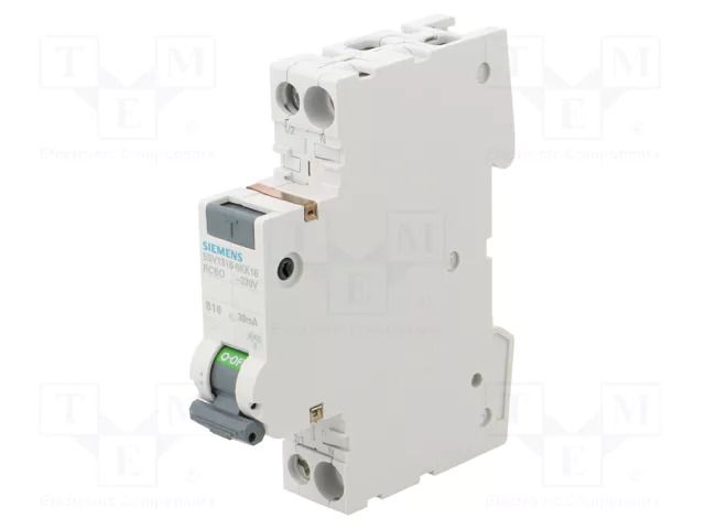 RCBO breaker; Inom: 16A; Ires: 30mA; Poles: 1+N; 230/400VAC; IP20 SIEMENS 5SV1316-0KK16