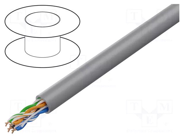 Wire; BiTLAN,U/UTP; 4x2x23AWG; 6; wire; Cu; data transmission; grey BITNER BITNER-TI0044