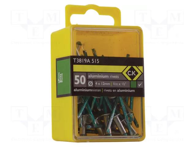 Rivet; aluminium; Rivet diam: 3.8mm; L.rivet: 12mm; 50pcs. C.K CK-T3819A-515