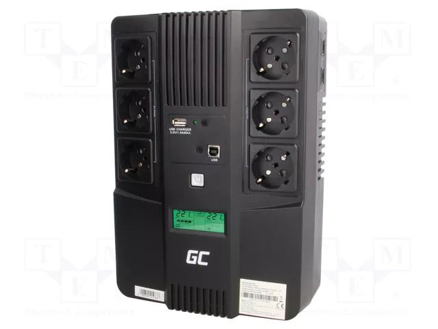 Power supply: UPS; 480W; 800VA; 207÷253V; 270x190x92mm; 9Ah; 2÷10ms GREEN CELL GC-UPS07
