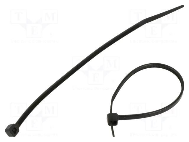 Cable tie; L: 120mm; W: 2.5mm; black; polyamide; 80N; 100pcs; UL94V-2 RADPOL TOOCB012002501