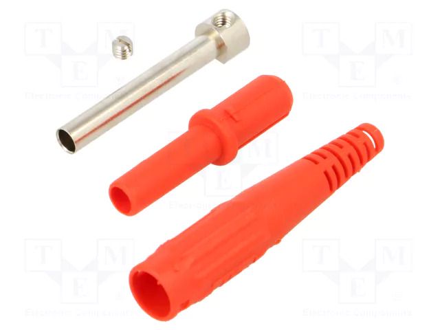 Connector: 4mm banana; socket; 32A; 1kV; red; on cable,screw STÄUBLI XK-410-22