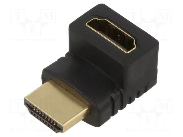 Adapter; HDMI socket,HDMI plug 90° up/down; HDMI 1.4; black AKYGA AK-AD-70