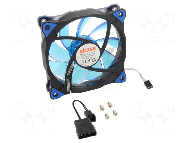 Fan: DC; axial; 12VDC; 120x120x25mm; 23.2dBA; slide; 1200rpm; blue Akasa AK-FN091-BL