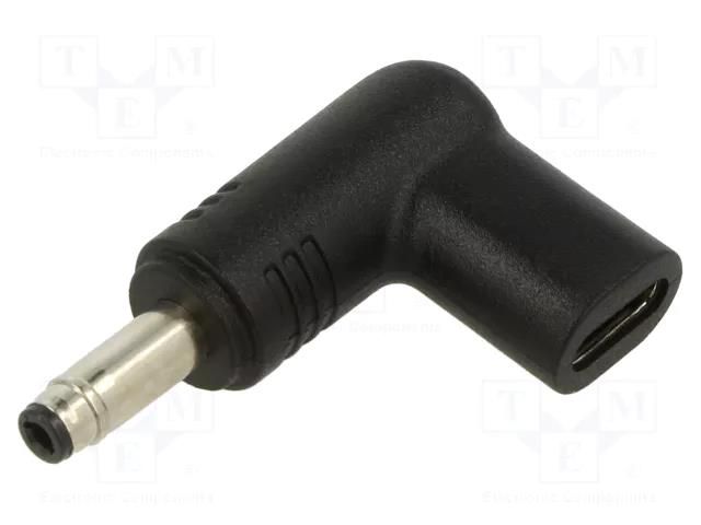 Adapter; USB C socket,DC 4,8/1,7 plug; black; angular; 100W; 5A AKYGA AK-ND-C17