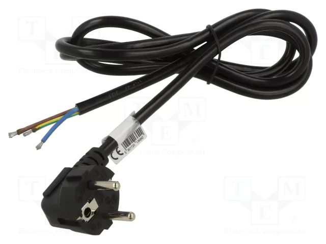 Cable; 3x1mm2; CEE 7/7 (E/F) plug angled,wires,SCHUKO plug; PVC AKYGA AK-OT-01P