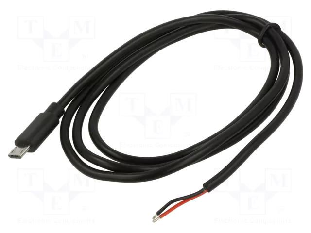 Cable; service; wires,USB B micro plug; 1m; black; 10W; 2A; 5V AKYGA AK-SC-39