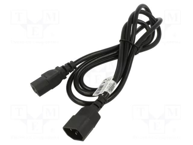 Cable; 3x1mm2; IEC C14 male,IEC C15 female; PVC; 1.8m; black; 10A AKYGA AK-UP-06