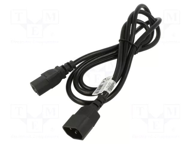 Cable; 3x1mm2; IEC C14 male,IEC C15 female; PVC; 1.8m; black; 10A AKYGA AK-UP-06