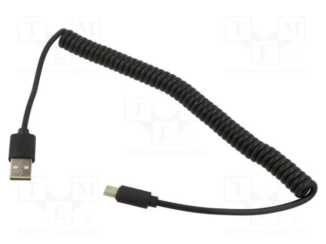 Cable; coiled,USB 2.0; USB A plug,USB C plug; gold-plated; 1.8m GEMBIRD CC-USB2C-AMCM-6