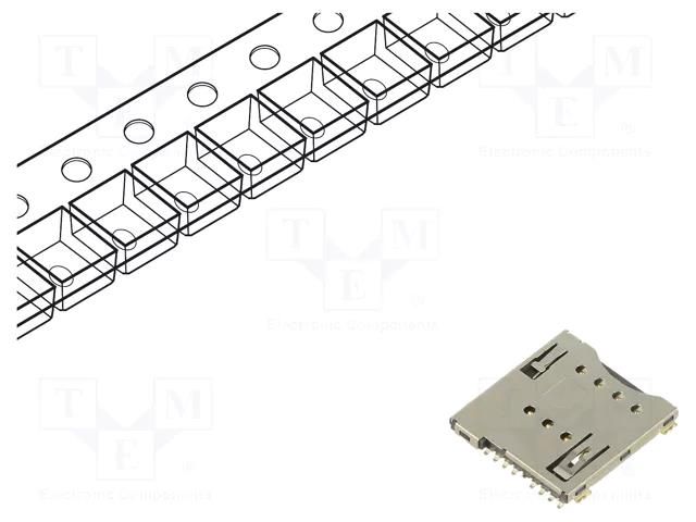 Connector: for cards; Micro SIM; push-push; SMT; gold flash; PIN: 8 GCT SIM7100-8-1-15-00A