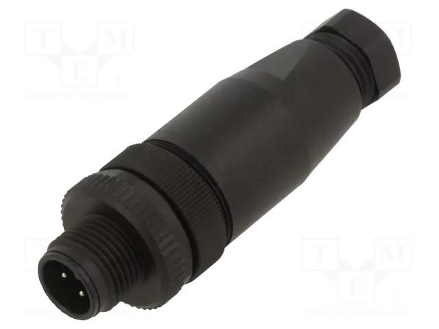 Connector: M12; plug; PIN: 4; male; 60V; straight; screw terminal PHOENIX CONTACT SACCM12MS4CONPG7M