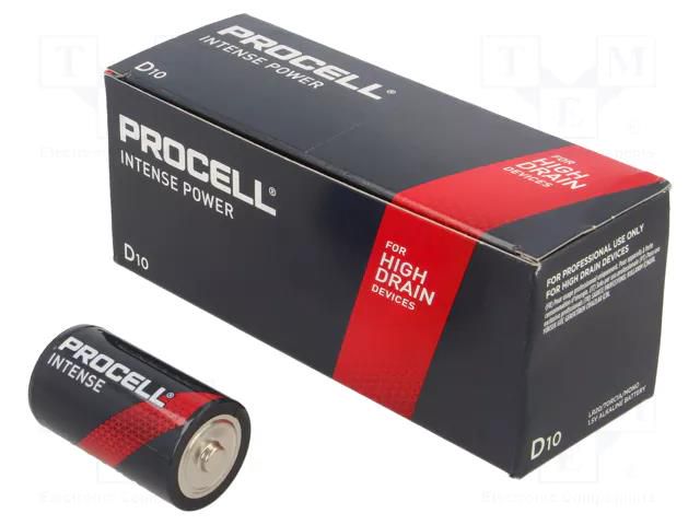 Battery: alkaline; D; 1.5V; non-rechargeable; 10pcs; INTENSE PROCELL BAT-LR20/DRPRINBOX