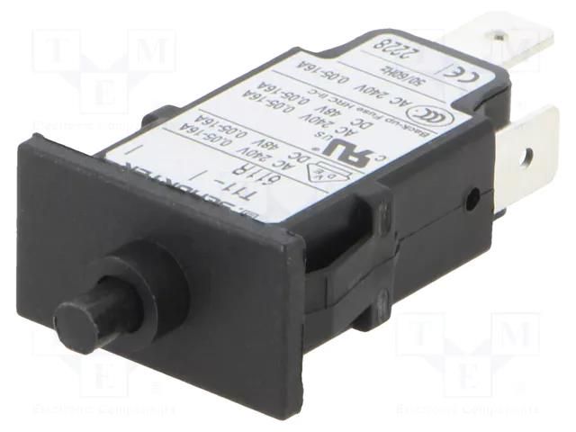 Circuit breaker; Urated: 240VAC; 48VDC; 5A; SPST; Poles: 1; SNAP-IN SCHURTER T11-611R-5A