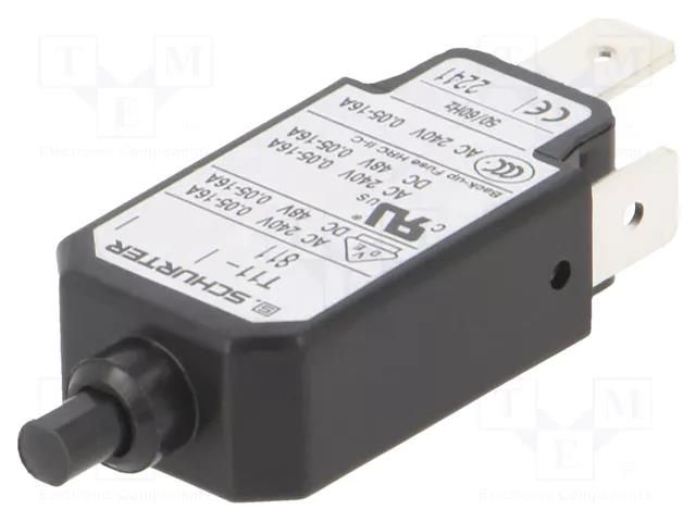 Circuit breaker; Urated: 240VAC; 48VDC; 0.8A; SPST; Poles: 1; MCB SCHURTER T11-811-0.8A