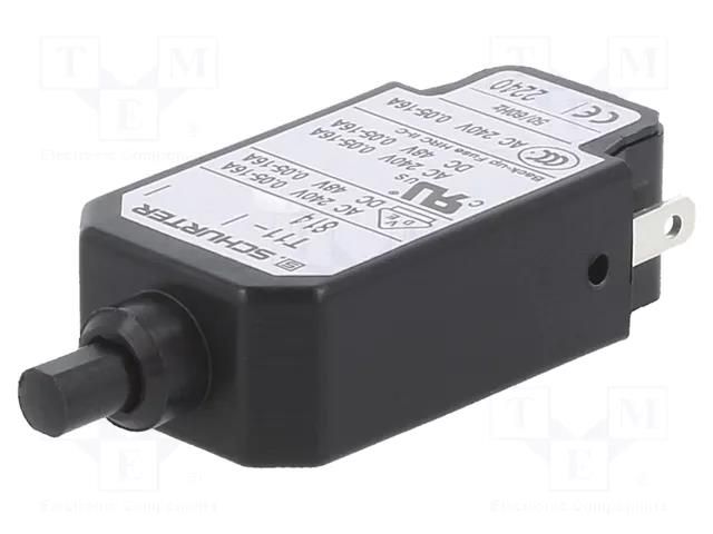 Circuit breaker; Urated: 240VAC; 48VDC; 0.9A; SPST; Poles: 1; MCB SCHURTER T11-814-0.9A