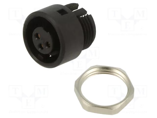 Connector: circular; 710; 125V; 4A; PIN: 3; socket; female; soldering BINDER 09-0978-00-03
