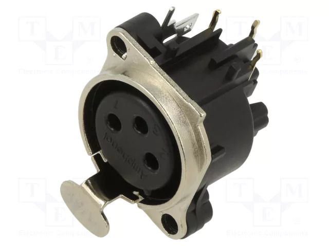 Connector: XLR; socket; female; 6A; 133V; PIN: 3; angled 90°; THT AMPHENOL AC3FBH2-AU-PRE