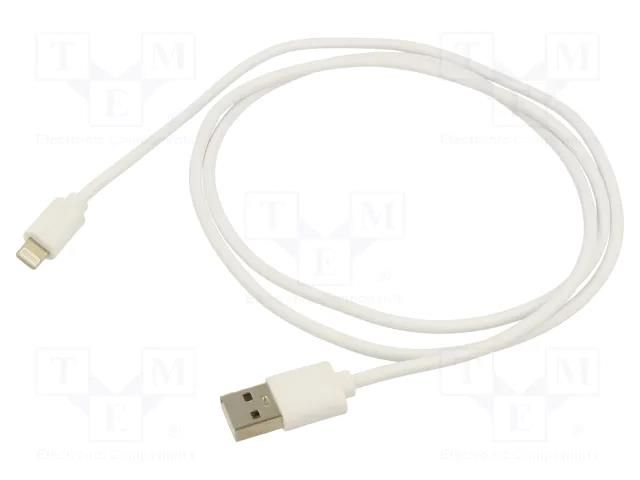 Cable; USB 2.0; Apple Lightning plug,USB A plug; nickel plated AKYGA AK-USB-30