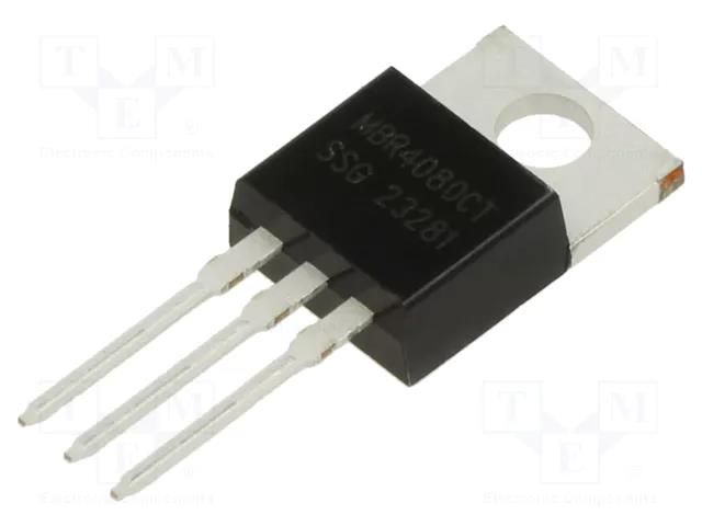 Diode: Schottky rectifying; THT; 80V; 40A; TO220AB; Ufmax: 880mV SMC DIODE SOLUTIONS MBR4080CT-SMC