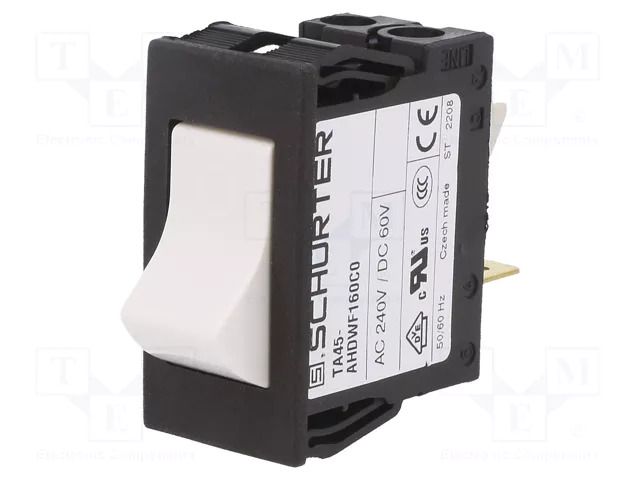 Circuit breaker; 6A; Poles: 2; SNAP-IN; TA45 2P; MCB SCHURTER TA45-AHDWF060C0