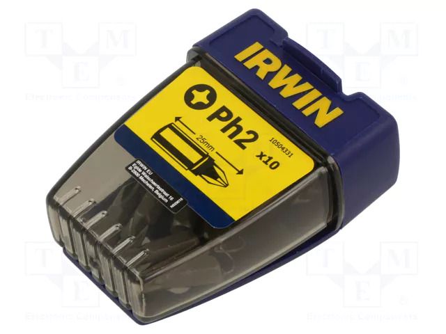 Screwdriver bit; Phillips; PH2; 1/4"; Overall len: 25mm; 10pcs. IRWIN IRW-10504331