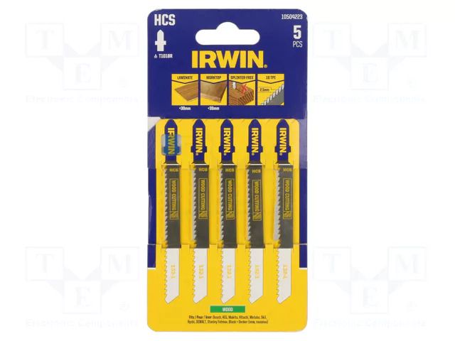 Hacksaw blade-set; wood,jigsaw; 100mm; 10teeth/inch; 5pcs. IRWIN IRW-10504223