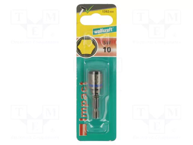 Screwdriver bit; 6-angles socket; 1/4"; HEX 10mm WOLFCRAFT WF1392000