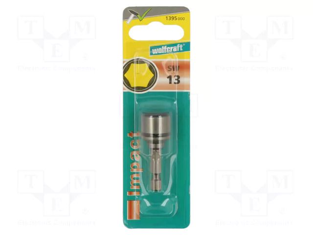Screwdriver bit; 6-angles socket; 1/4"; HEX 13mm WOLFCRAFT WF1395000