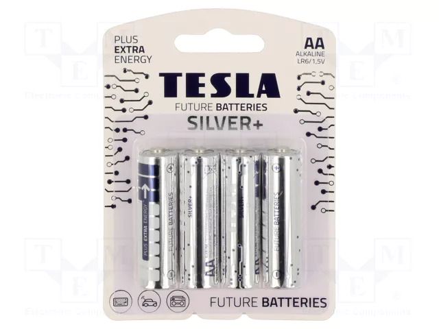 Battery: alkaline; AA; 1.5V; non-rechargeable; Ø14.5x50.5mm; 4pcs. TESLA BATTERIES BAT-LR6S/TESLA-B4