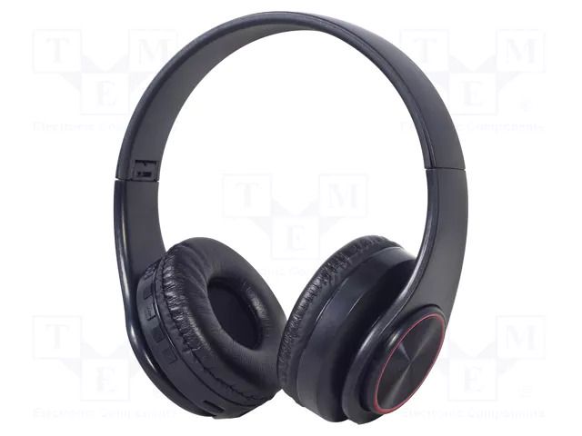Wireless headphones with microphone; black; USB B micro; 10m GEMBIRD BHP-LED-01