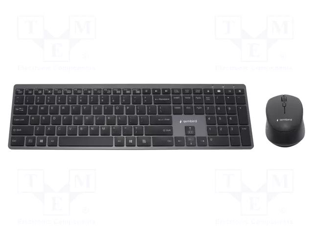 Office kit; black; universal; USB C; wireless,US layout; 10m GEMBIRD KBS-ECLIPSE-M500