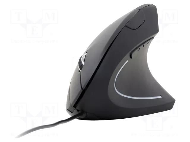 Mouse; black; USB A; optical,wired; 1.35m; No.of butt: 6 GEMBIRD MUS-ERGO-01