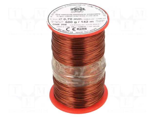 Coil wire; single coated enamelled; 0.7mm; 0.5kg; -65÷200°C INDEL DNE0.70-0.50