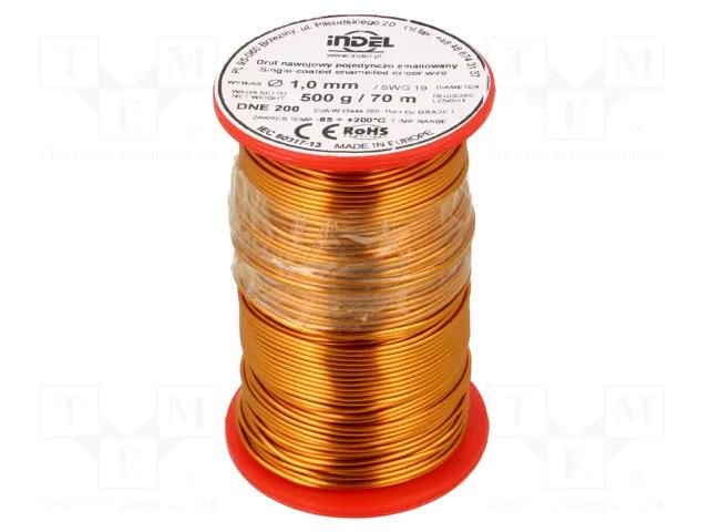 Coil wire; single coated enamelled; 1mm; 0.5kg; -65÷200°C INDEL DNE1.00-0.50