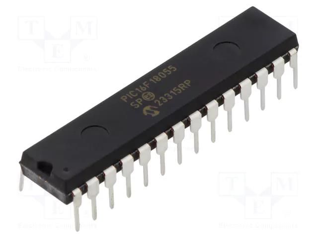 IC: PIC microcontroller; 14kB; 32MHz; 1.8÷5.5VDC; THT; SPDIP28 MICROCHIP TECHNOLOGY PIC16F18055-E/SP