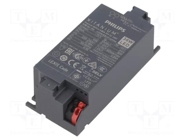 Power supply: switching; LED; 36W; 30÷42VDC; 850mA; 220÷240VAC PHILIPS 929002139306