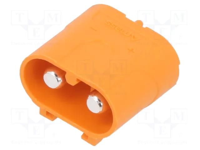 Connector: DC supply; socket; male; PIN: 2; on PCBs; THT; orange; 30A AMASS LCB40PB-M