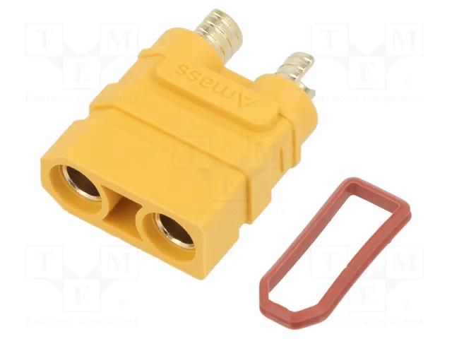 Connector: DC supply; socket; XT90; female; PIN: 2; on PCBs; THT AMASS XT90HW-F