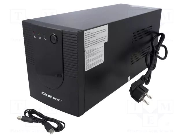 Power supply: UPS; 1.2kW; 2kVA; 220÷230V; 375x138x165mm; Ubatt: 12V QOLTEC QOLTEC-53777