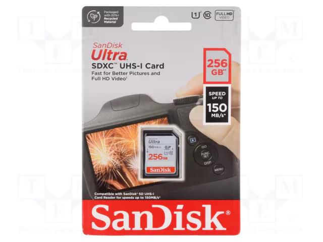 Memory card; Ultra; SDXC; R: 150MB/s; Class 10 UHS U1; 256GB SANDISK SDSDUNC-256G-GN6IN