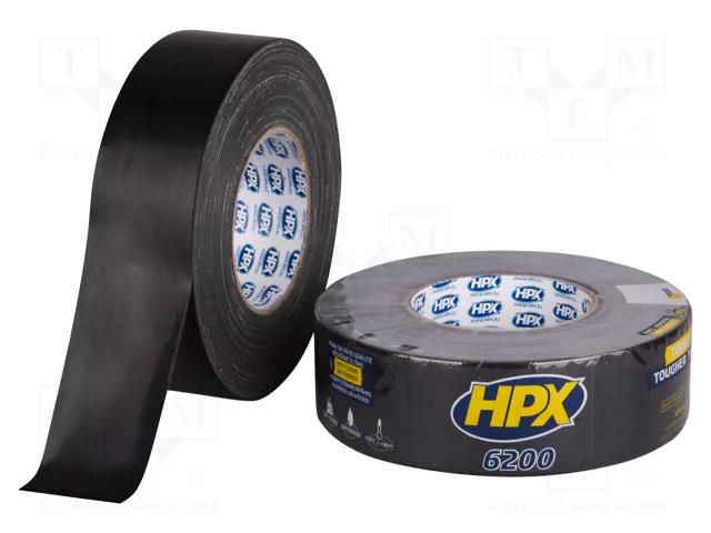 Tape: duct; W: 48mm; L: 50m; Thk: 0.3mm; black; natural caoutchouc HPX HPX-6200-4850BK