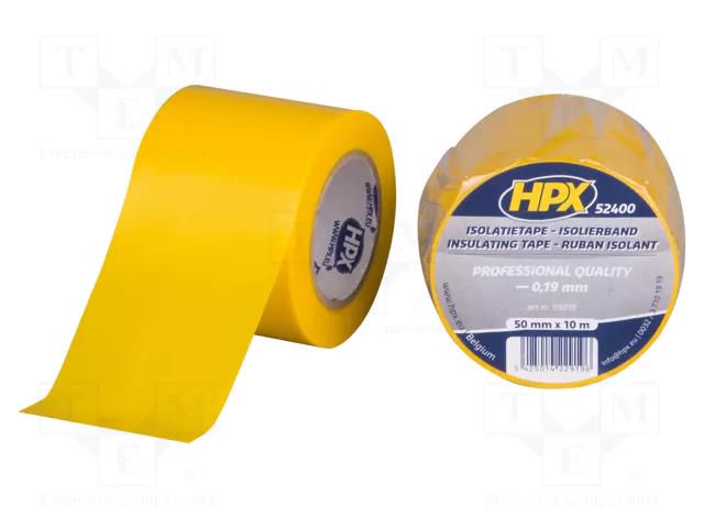 Tape: electrical insulating; W: 50mm; L: 10m; Thk: 0.19mm; yellow HPX HPX-5200-5010-YL